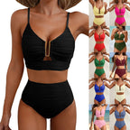 Damen Hochgeschnittener Bikini mit Raffungen