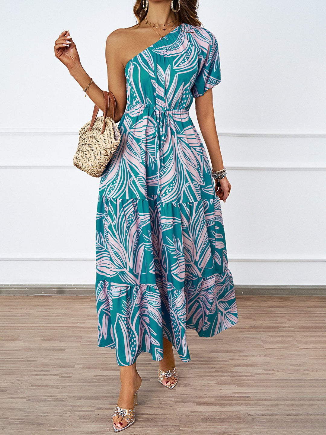 Damen Maxikleid mit asymmetrischem Design und fließendem Rock R&B