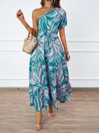 Damen Maxikleid mit asymmetrischem Design und fließendem Rock R&B