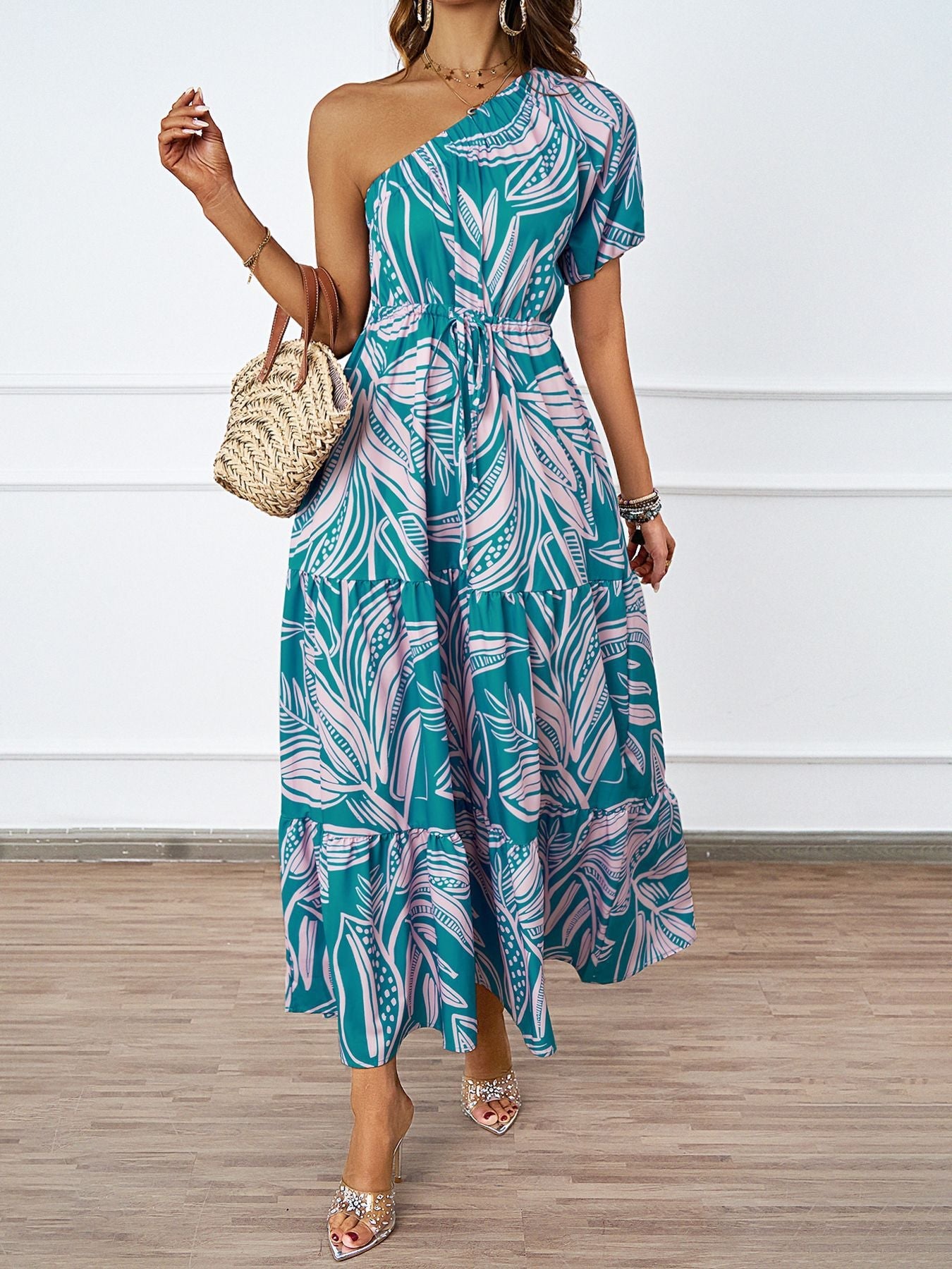 Damen Maxikleid mit asymmetrischem Design und fließendem Rock R&B
