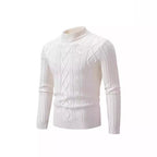 Herren Strickpullover mit Stehkragen und Kabelmuster