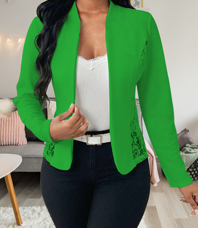 Damen elegante Blazerjacke mit Spitzenakzenten R&B