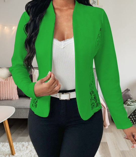Damen elegante Blazerjacke mit Spitzenakzenten R&B