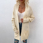 Damen Grober Strickcardigan mit offenem Schnitt und praktischen Taschen R&B