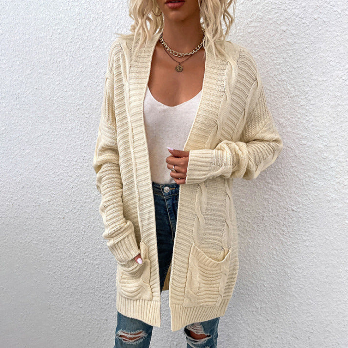 Damen Grober Strickcardigan mit offenem Schnitt und praktischen Taschen R&B