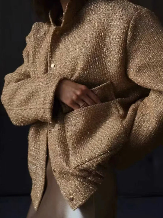 R&B | Gold Pailletten Stehkragenjacke