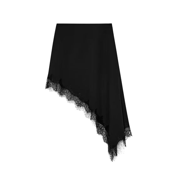 Damen eleganter samtiger Wickelrock mit kunstvoller Spitzenverzierung R&B