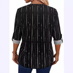 Damen Hemdblusenshirt mit elegantem Reißverschluss und modernem Streifenmuster R&B