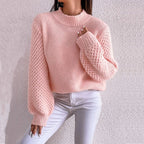 Damen kuscheliger Oversized Pullover mit strukturiertem Muster und Rollkragen