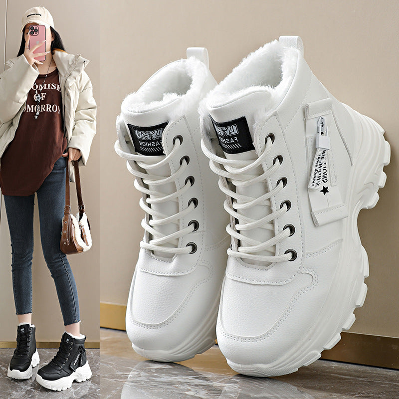 Damen modische High-Top Sneakers mit trendy Reißverschluss und komfortablem Innenfutter R&B