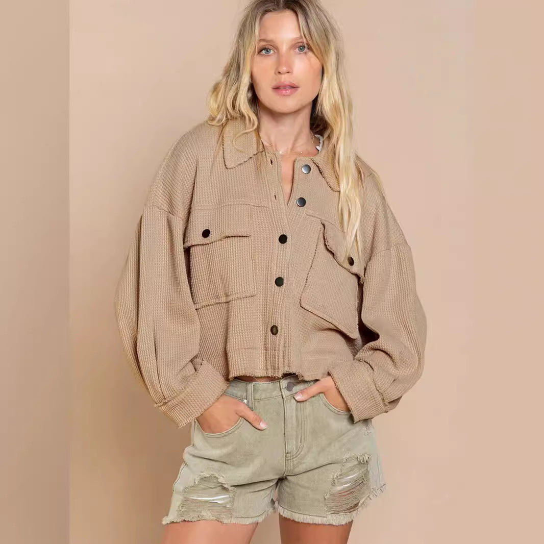 Damen gemütliche Waffle-Jacke R&B