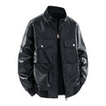 Herren Kunstleder Bomberjacke mit strukturiertem Design und praktischen Taschen R&B