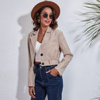 Damen Cropped Blazer mit Taillengürtel und modernem Schnitt R&B