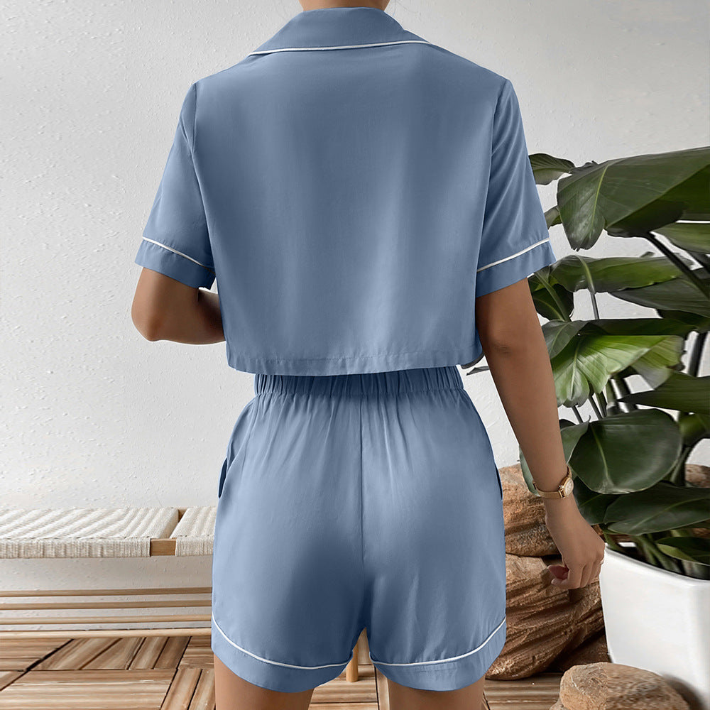 Damen lässiges Kurzarm Schlafanzug Set mit elastischem Bund R&B