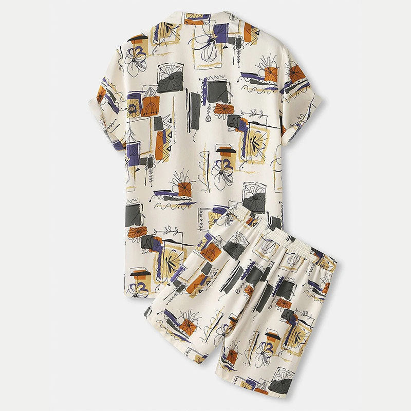 Damen modisches Kurzarm-Set mit floralem Muster R&B