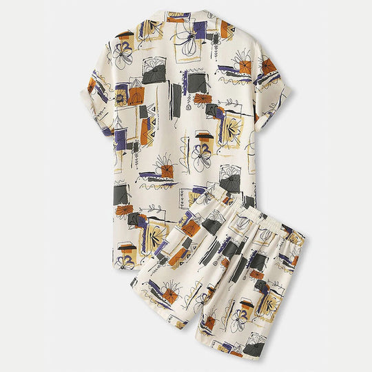 Damen modisches Kurzarm-Set mit floralem Muster R&B
