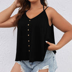 Damen V-Ausschnitt Tanktop mit Knopfdetails und schwingendem Saum R&B