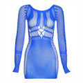 Damen Netzkleid mit langen Ärmeln R&B