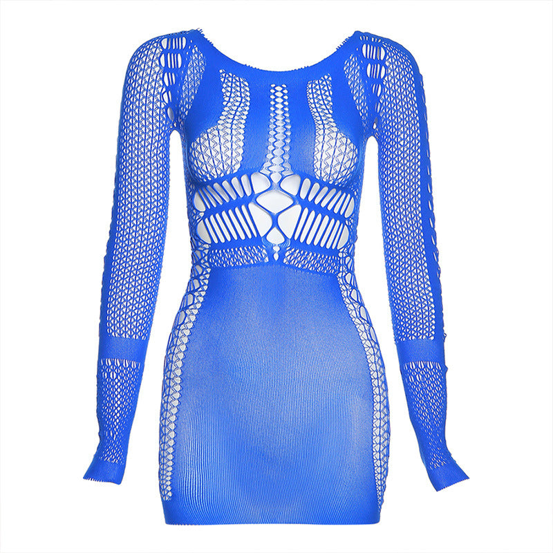 Damen Netzkleid mit langen Ärmeln R&B