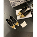 Damen elegante spitze Ballerinas mit dekorativem Metallakzent