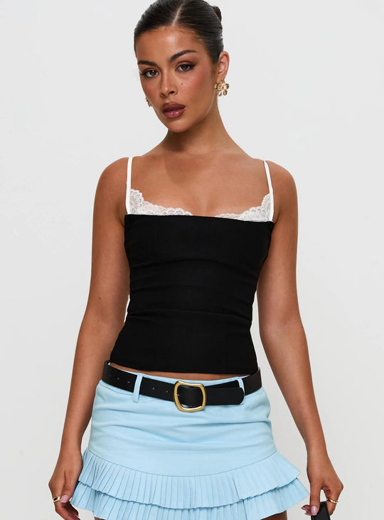 Damen Polka Dots Bustier-Top mit Spitzenakzenten R&B