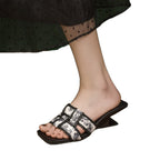 Damen Elegante Slingback-Pantoletten mit modischem Riemen und hoher Absatzform R&B
