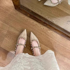 Damen elegante Slingback Ballerinas mit dekorativen Nieten R&B