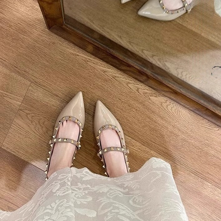 Damen elegante Slingback Ballerinas mit dekorativen Nieten R&B