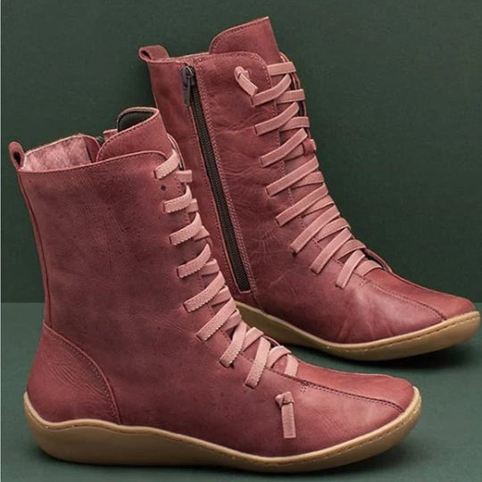 Damen Schnürstiefel mit elastischem Schaft und rutschfester Sohle R&B