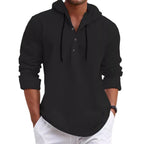 Herren Kapuzenpullover mit Knopfleiste und atmungsaktivem Stoff R&B