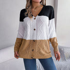 R&B | Farbblock Strickjacke mit Modischem Stil