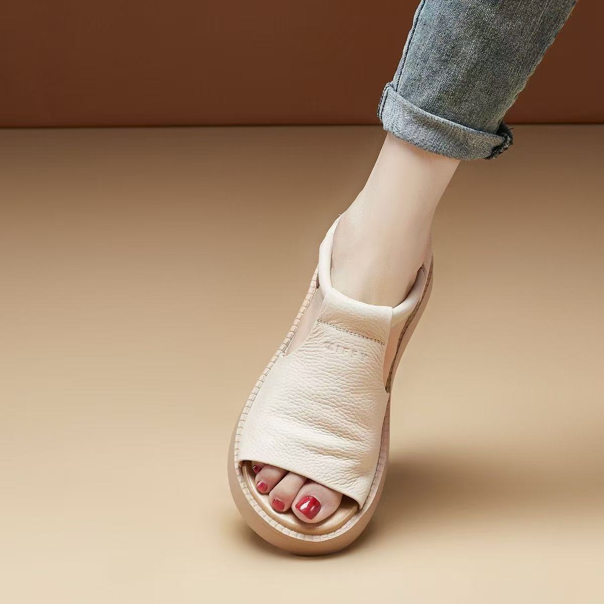 Damen Offene Sandalen mit verstellbarem Riemen und komfortabler Sohle R&B