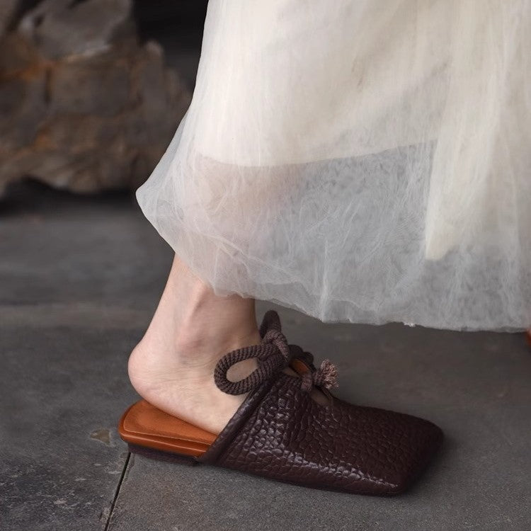 Damen modische Mules mit dekorativem Schnürdesign R&B