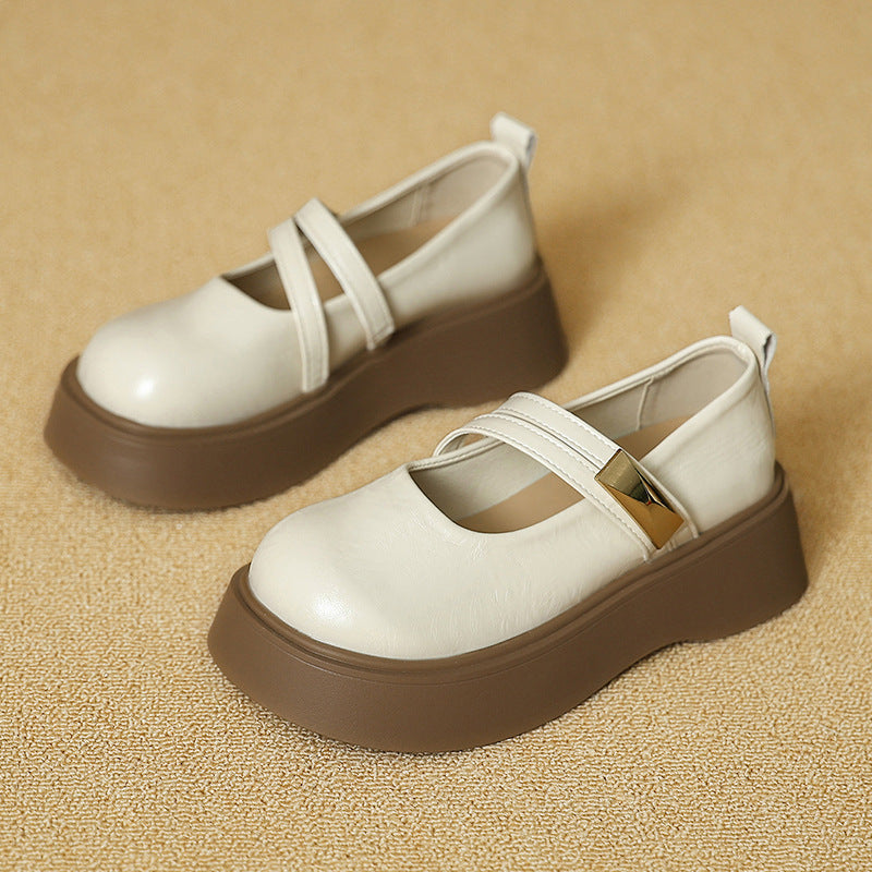 Damen komfortable Plateau-Mary Jane Schuhe mit modischen Riemchen R&B