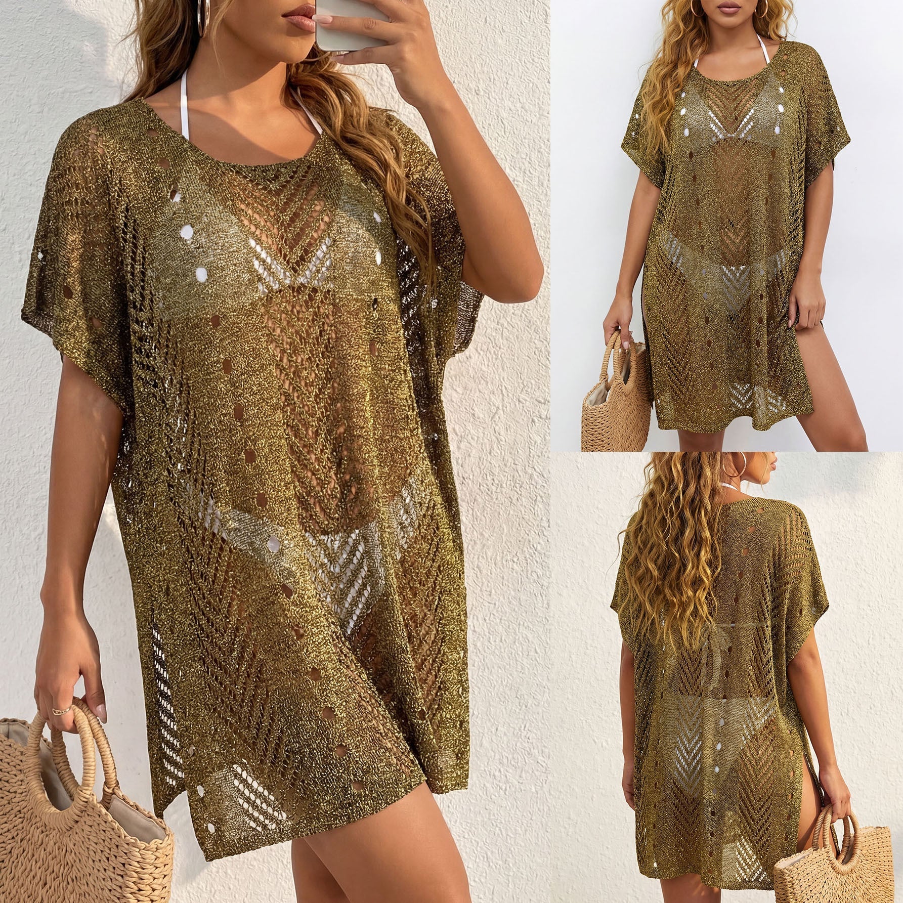 Damen eleganter häkelter Strandüberwurf R&B