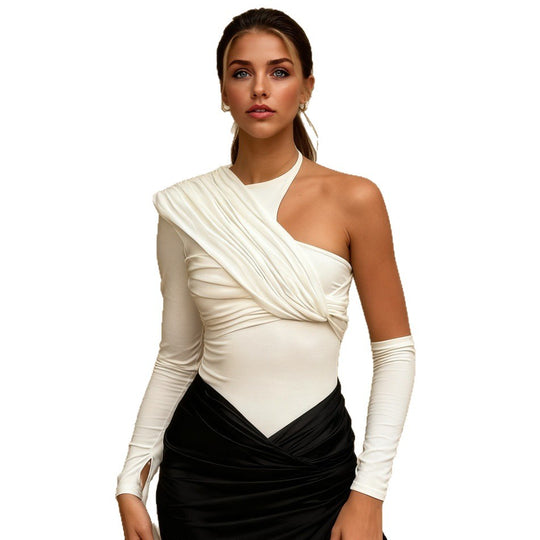 Damen Elegantes asymmetrisches Oberteil mit raffiniertem Wickeldesign R&B