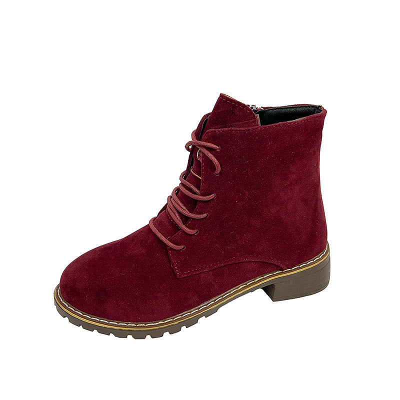 Damen modische Ankle-Stiefel aus Wildleder mit zusätzlichem Reißverschluss und leichter Profilsohle R&B