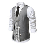 Herren elegante Anzugweste mit kontrastierendem Innenmuster R&B