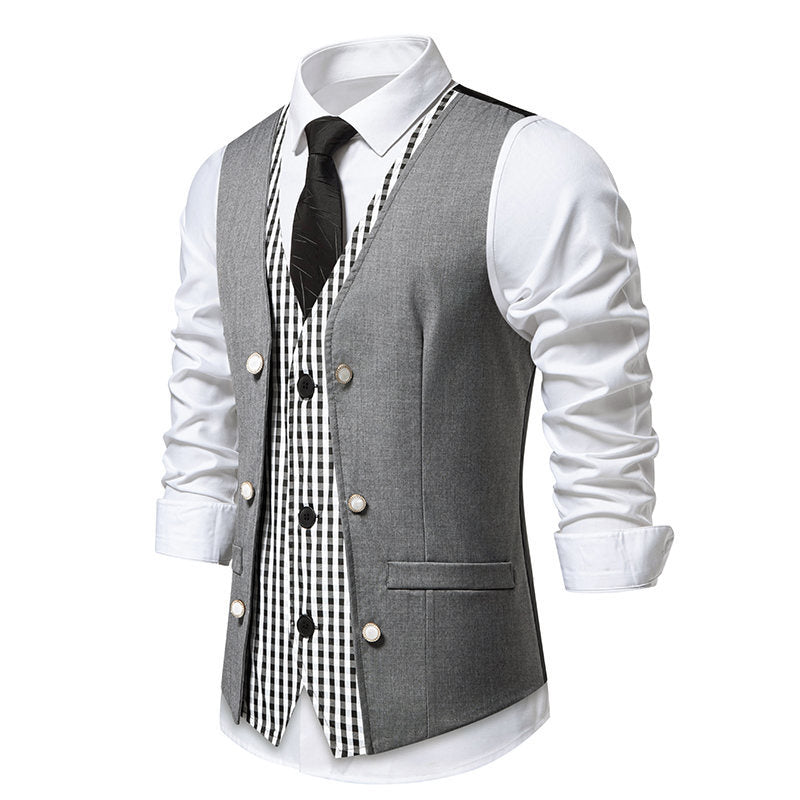Herren elegante Anzugweste mit kontrastierendem Innenmuster R&B