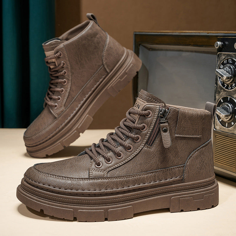 Damen modische Schnürstiefel mit Reißverschluss