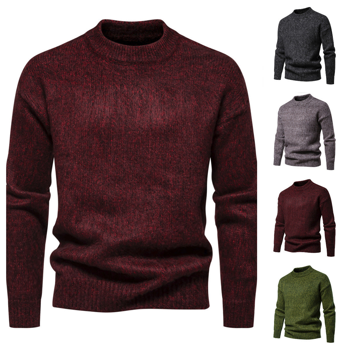 Herren Strickpullover mit hohem Kragen und strukturierter Oberfläche