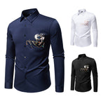 Herren Langarmhemden mit einzigartigem Stickdesign R&B