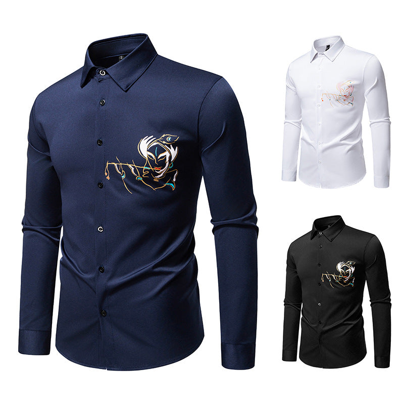 Herren Langarmhemden mit einzigartigem Stickdesign R&B