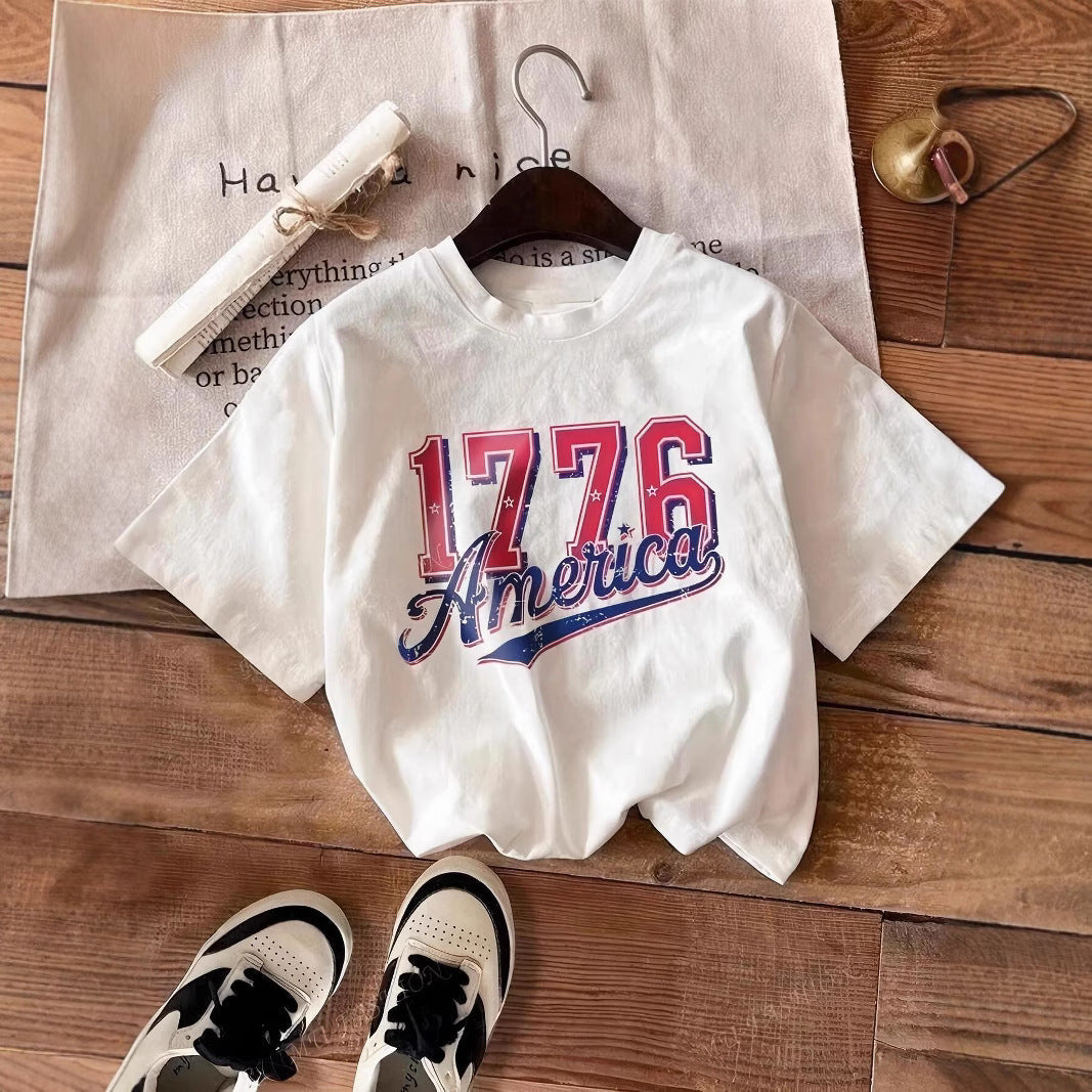 Damen lässiges T-Shirt mit auffälligem Vintage-Print R&B