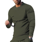 Herren hochwertiges Langarmshirt mit stylishem Rundhalsund und weicher Baumwollmischung R&B