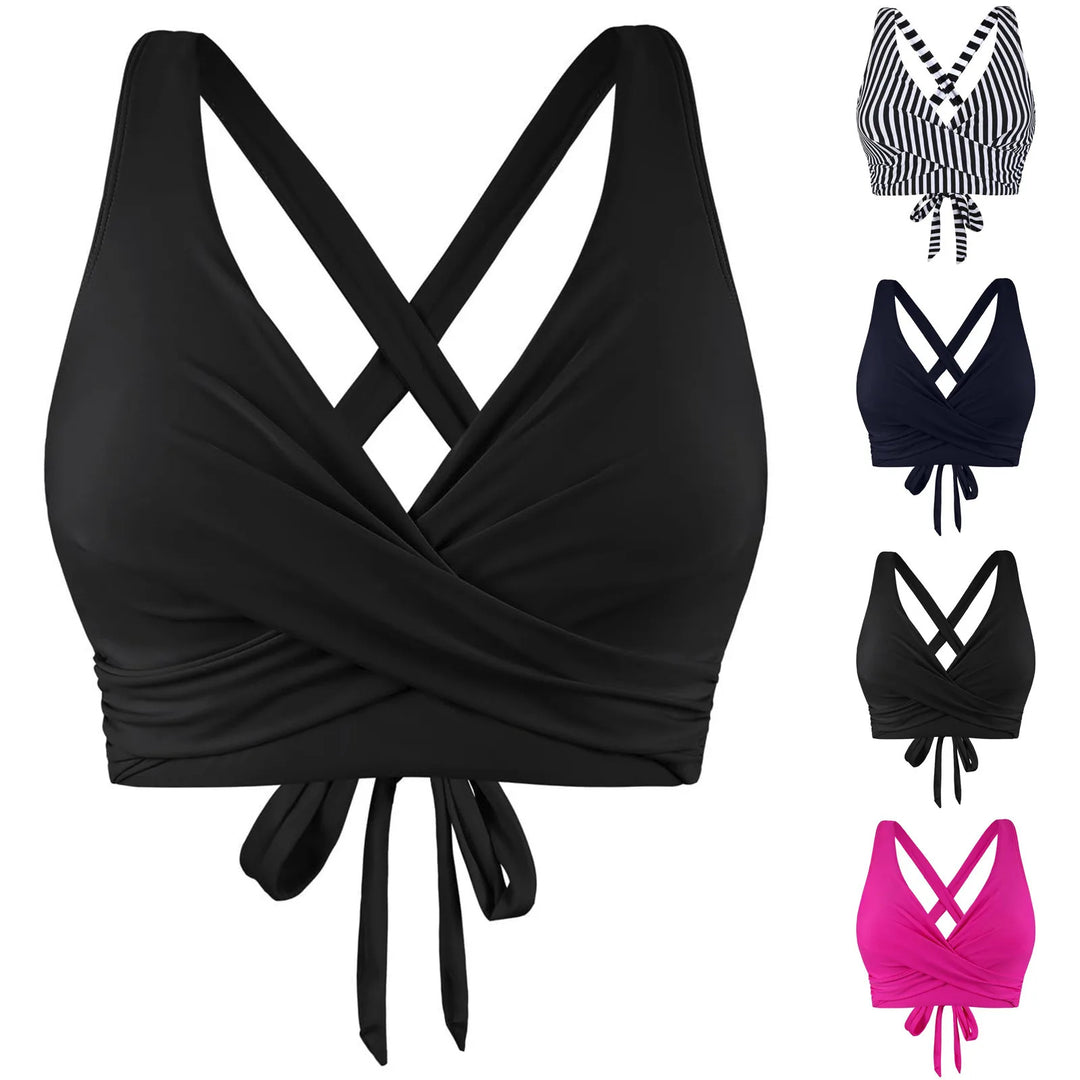 Damen komfortables Wickel-Bikinioberteil R&B