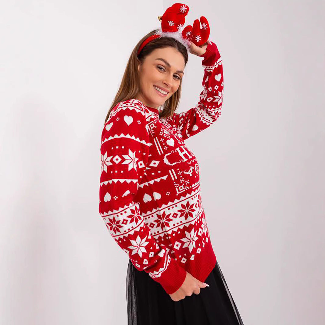 Damen Weihnachts-Pullover mit festlichem Motiv und kuscheligem Strick R&B
