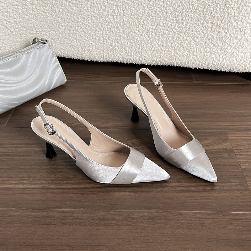 Damen Sling-Pumps mit eleganter Satin-Oberfläche und raffinierter Absatzhöhe R&B
