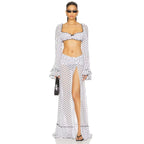 Damen sexy Transparenter Strandanzug mit Rüschen und Puffärmeln R&B