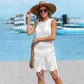 Damen gehäkeltes Strandkleid mit fransigen Details R&B